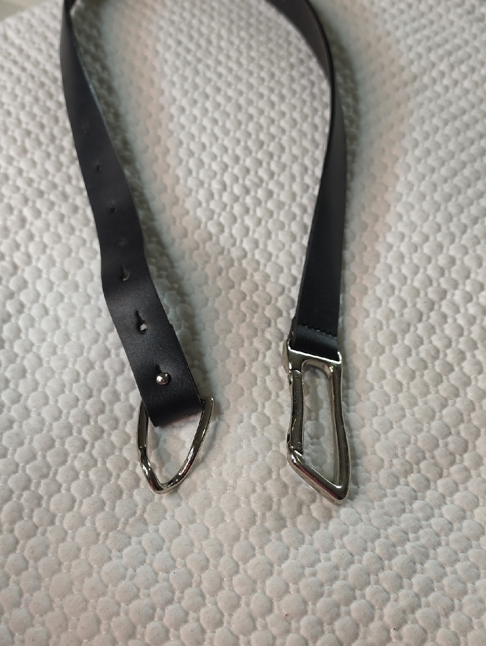 Danier Black Leather Belt with Hook Buckle. - Picture 2 of 4